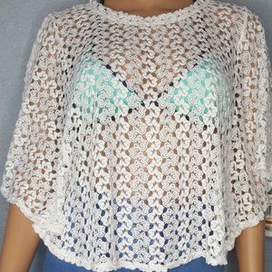 Style & Co White Crochet Look Pullover Coverup